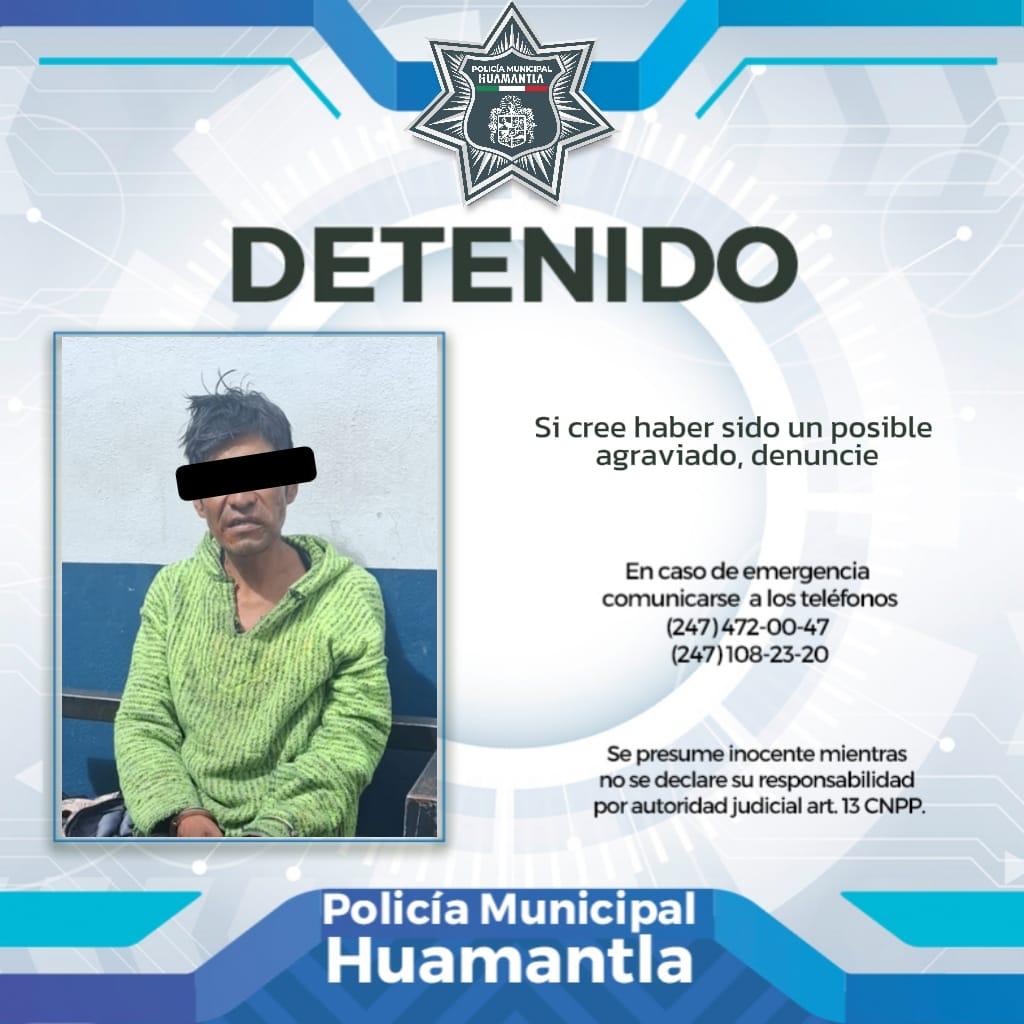 Detiene la Policía de Huamantla a hombre acusado de cometer atracos a comercios de la ciudad